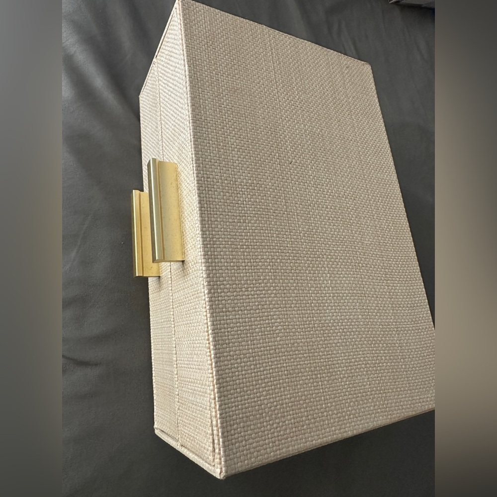 Elegant Cream Jewelry Box with Gold Handle